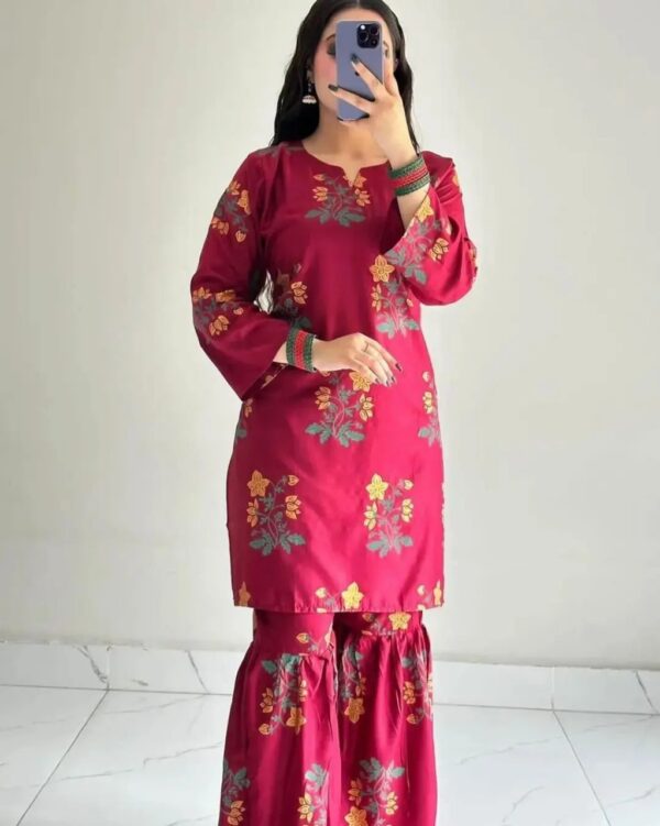 2 pcs dress flower shrara print - Image 5