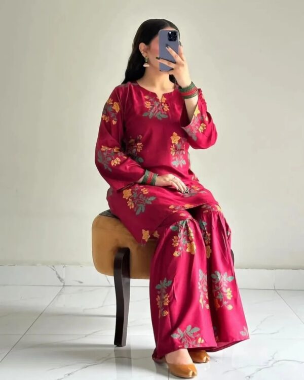 2 pcs dress flower shrara print - Image 6