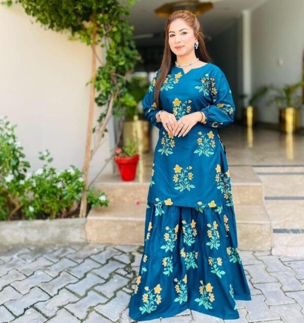 2 pcs dress flower shrara print - Image 4
