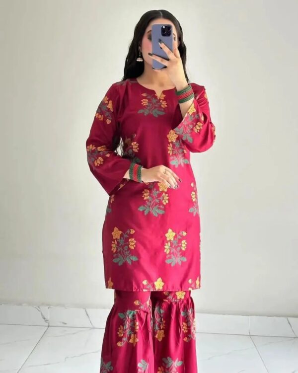 2 pcs dress flower shrara print - Image 7