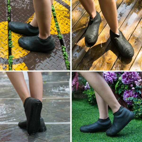 rain boot thicken waterproof silicone gel shoe cover rain (color random)