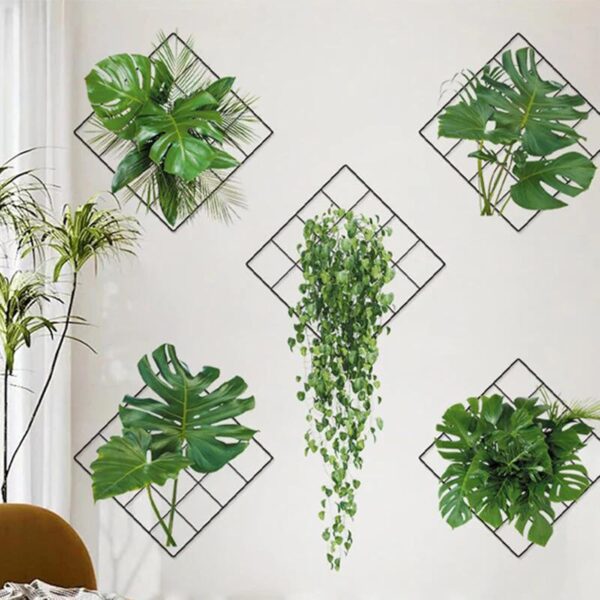 3d green plant wall sticker, 3d effect tropical vivid green plants wall stickers for living room, bedroom (random design)