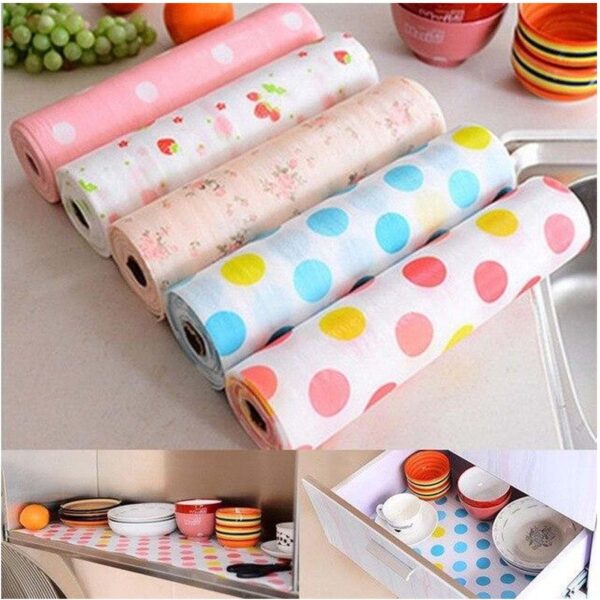 non slip kitchen printing antibacterial cabinet plastic foam household wardrobe moisture drawer mat shelf sheets (45×200) (random color) - Image 10