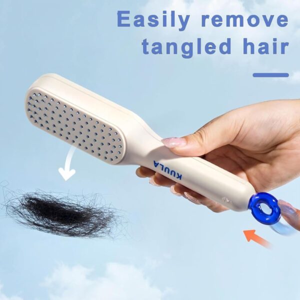 self cleaning hair brush, one-click cleaning telescopic hair comb – without box (random color)