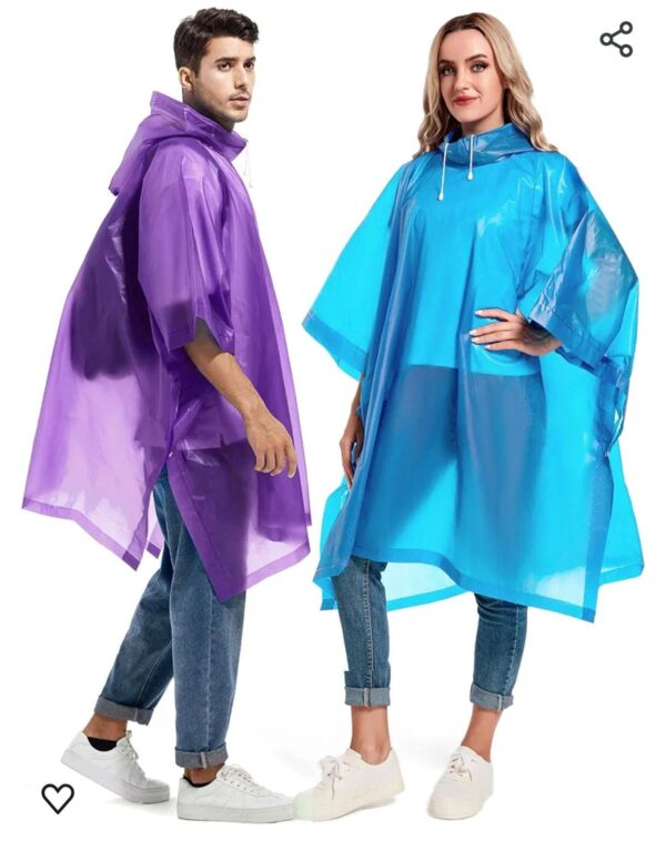 rain ponchos for adults reusable - raincoats survival emergency heavy duty rain coat with drawstring hood (random colors) - Image 3