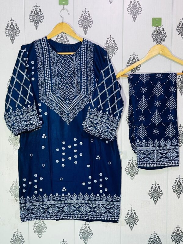 summer collection linen printed 2pc dress ready to wear for women - Image 10