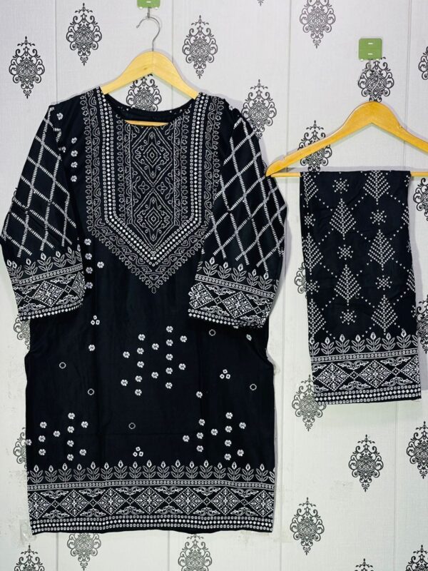 summer collection linen printed 2pc dress ready to wear for women - Image 9