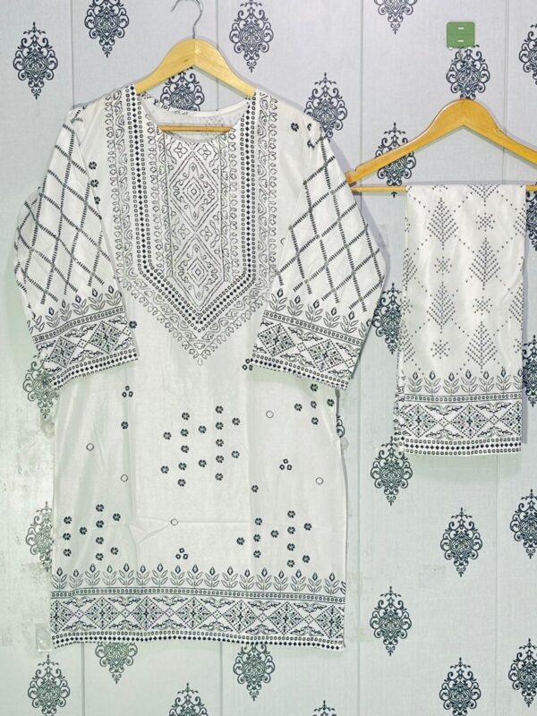 summer collection linen printed 2pc dress ready to wear for women - Image 11