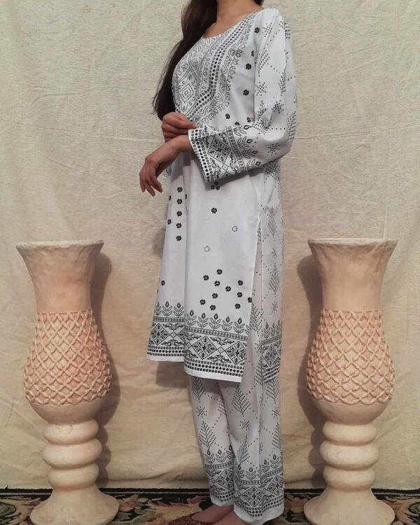 summer collection linen printed 2pc dress ready to wear for women - Image 2