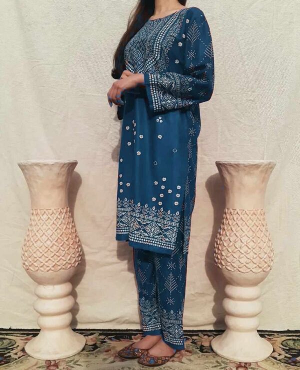 summer collection linen printed 2pc dress ready to wear for women - Image 4