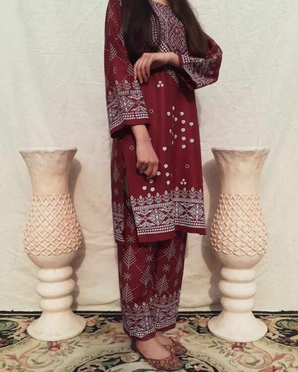 summer collection linen printed 2pc dress ready to wear for women - Image 7