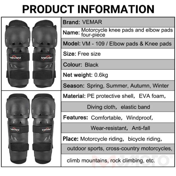 4 pcs breathable motorcycle knee elbow pads, motocross elbow pads, windproof motorbike protective gear, anti-collision, anti-fall, new - Image 2