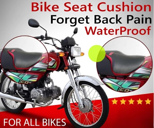 best bike seat cushion for back pain red black waterproof universal relaxer bike seat cushion and motorcycle seat cover for all bikes( red black ) - Image 4