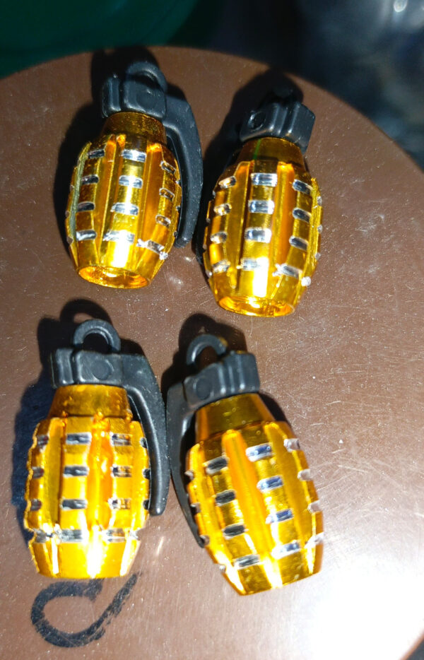 pack of 2 - grenade tyre air valve nozzle caps for car and bikes (golden) - Image 2