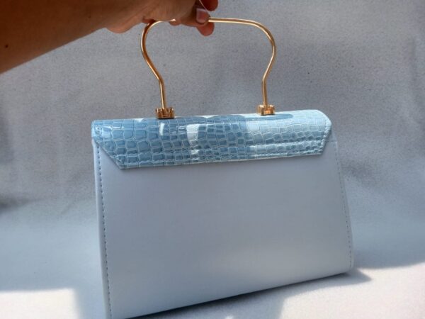 stylish hand bag with top handle and long strap - Image 3