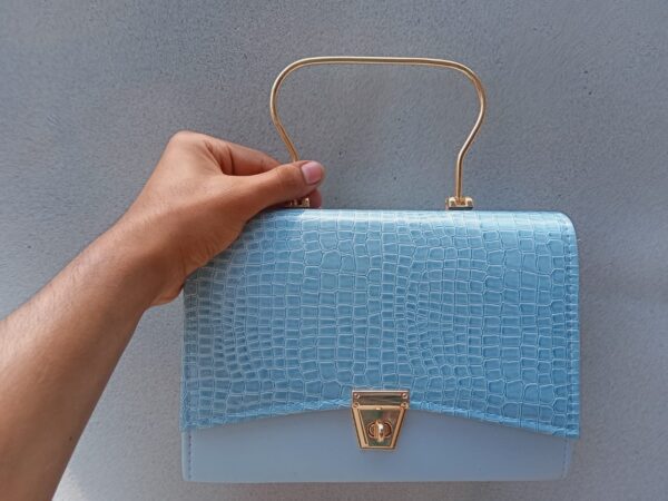 stylish hand bag with top handle and long strap - Image 5