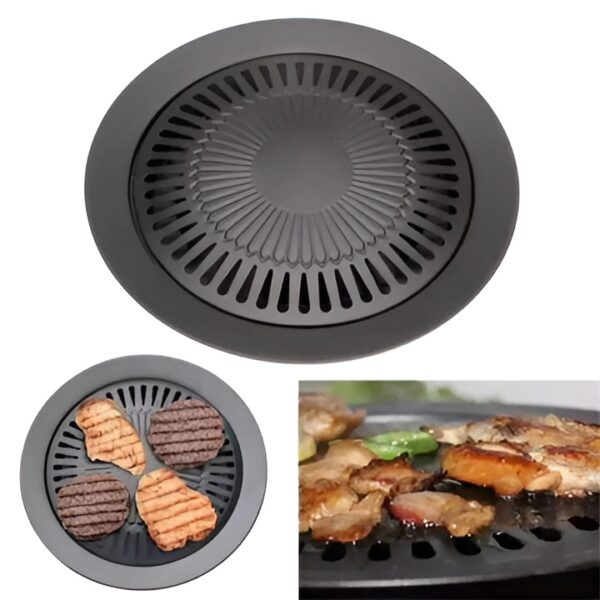 non stick bbq grill frying pan non-stick korean traditional cast iron grill pan - 32cm