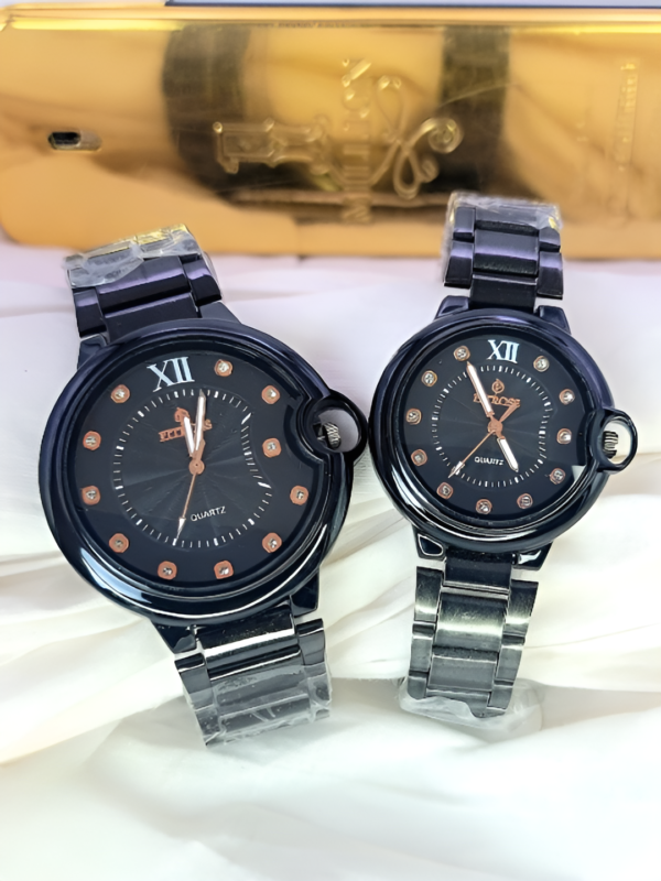 fitros couple watch | wrist watch for both men & women (black)