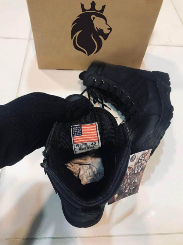 men's long army boots, black swat - Image 3