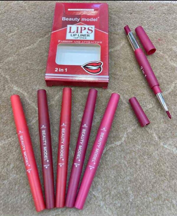 2-in-1 lipstick & lip liner pack – 6 vibrant colors, waterproof & long-lasting - Image 4