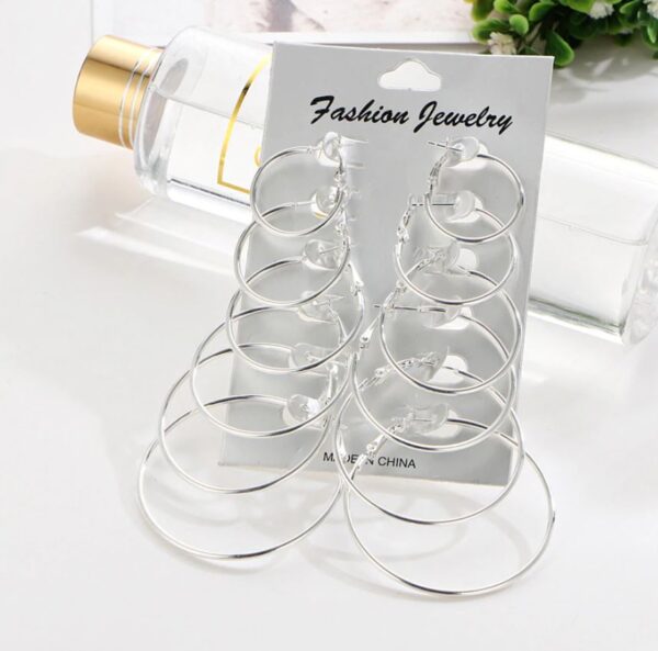 plain hoops, pack of 6 - silver