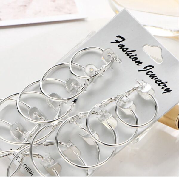 plain hoops, pack of 6 - silver - Image 3