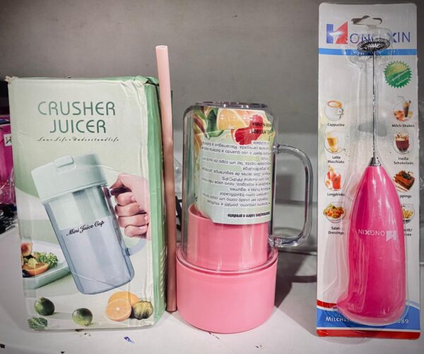 deal pack of 2 - straw juicer (500ml) and coffee beater (random color) - Image 2