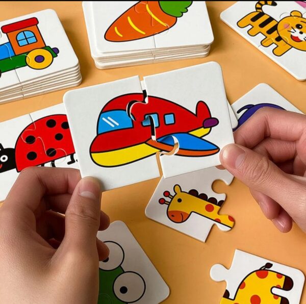 32 pcs montessori toddler card matching education puzzle toy cartoon jigsaw (random shape puzzle)
