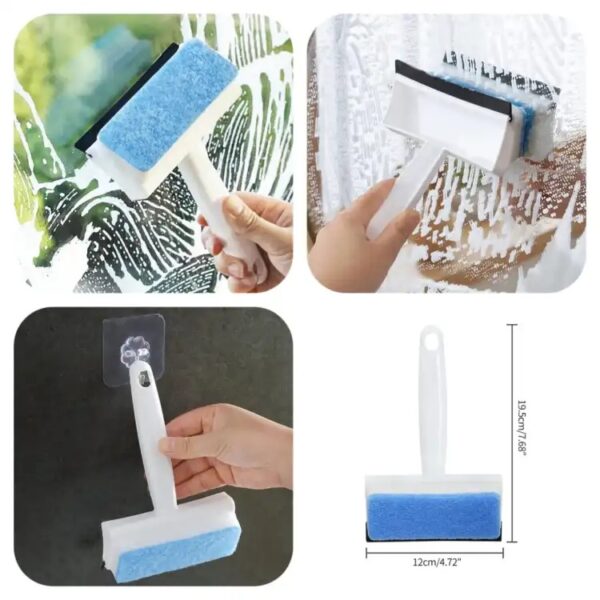 pack of 2 - sponge with wiper for window glass, wall and tiles cleaning | multi-function cleaner brush - Image 8