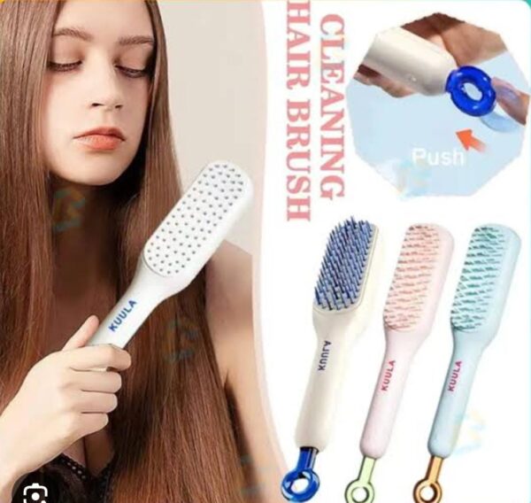 self cleaning hair brush, one-click cleaning telescopic hair comb - without box (random color)