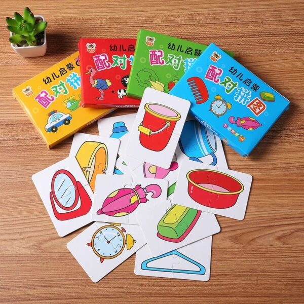 32 pcs - montessori toddler card matching education puzzle toy cartoon jigsaw (random shape puzzle) - Image 4