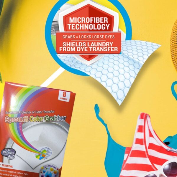 sprouutt color grabber - 8 sheets stain remover | protects laundry from color runs or bleeds | color catcher, dye trapping sheet - Image 3