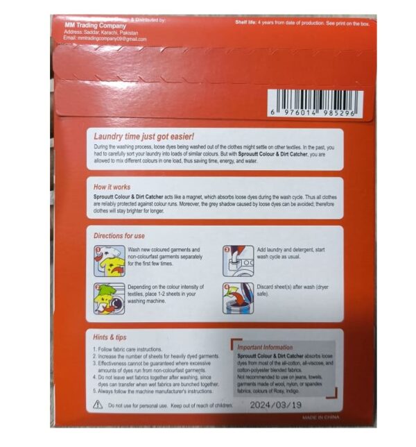 sprouutt color grabber - 8 sheets stain remover | protects laundry from color runs or bleeds | color catcher, dye trapping sheet - Image 6