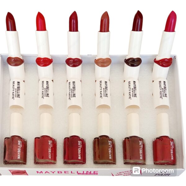 maybelline new york  pair of  6 matching lipstick & nail polish box