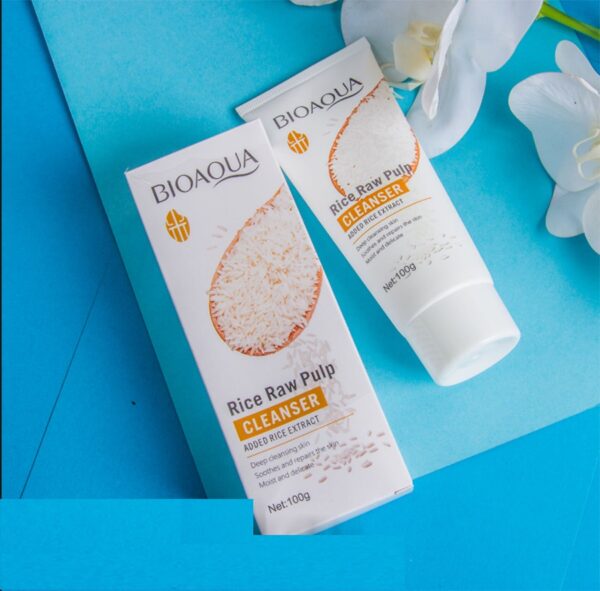 bioaqua rice raw pulp cleanser / face wash (100g) - Image 5