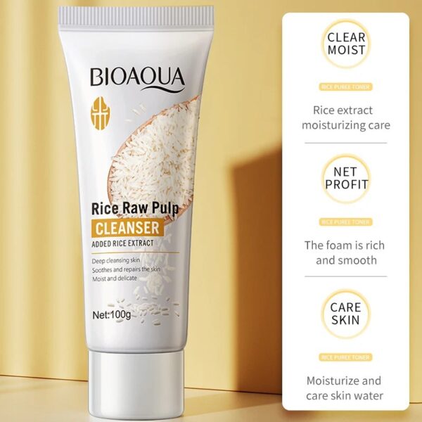 bioaqua rice raw pulp cleanser / face wash (100g) - Image 6
