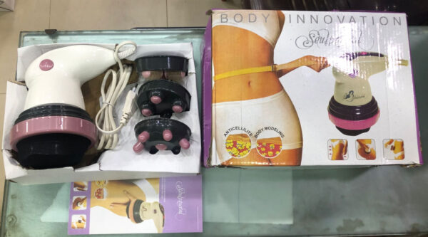 electric slimming massager handheld body weight loss professional neck shoulder back health care relaxation tool with 4 vibrating heads( random color ) - Image 3