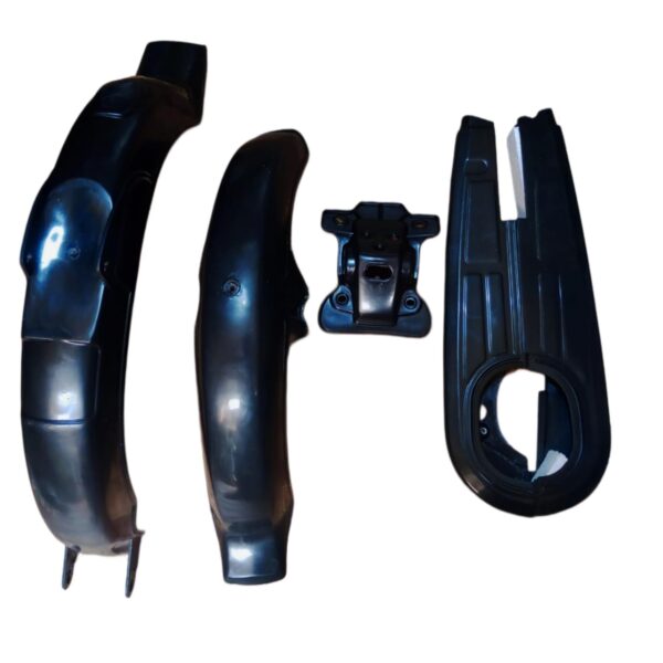 (pack of 4) unbreakable plastic mudguards set plus chain cover and back light stand  for all 70cc bikes - Image 3