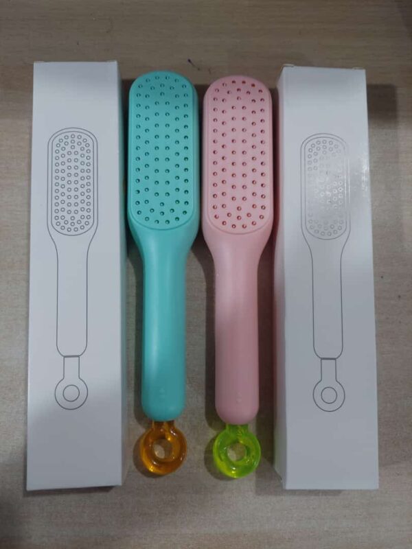 self cleaning hair brush, one-click cleaning telescopic hair comb  (random color) - Image 3
