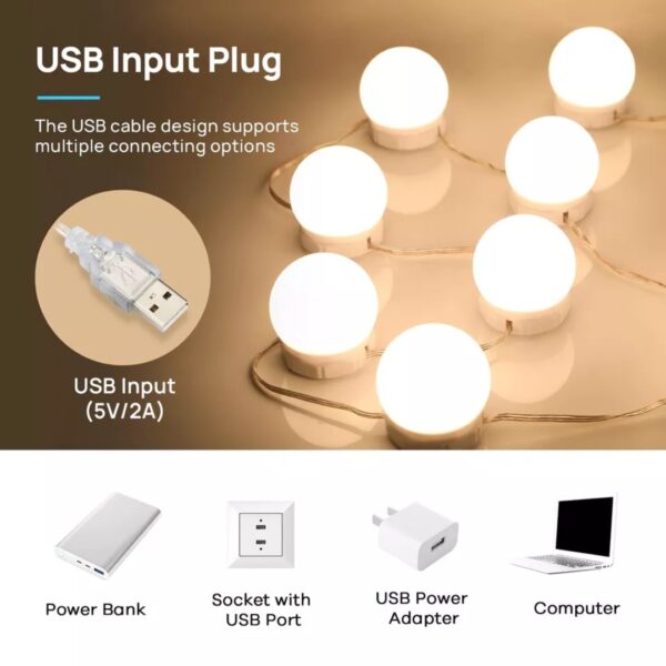 vanity mirror lights – usb vanity lights makeup lighting 10 dimmable light bulbs - Image 8