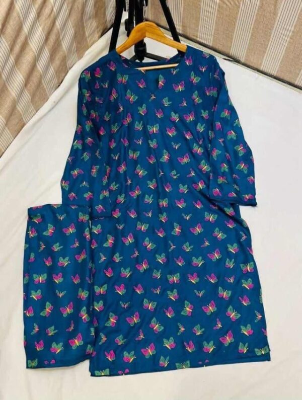 butterfly print 2pc linen dress - Image 8