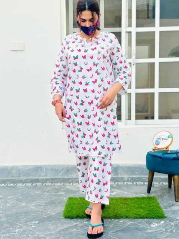 butterfly print 2pc linen dress - Image 11