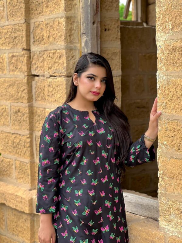 butterfly print 2pc linen dress - Image 13