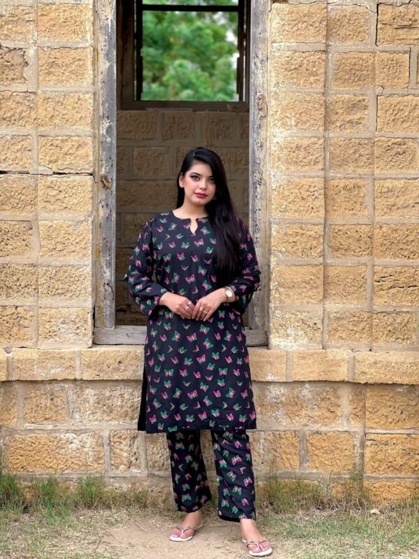 butterfly print 2pc linen dress - Image 14