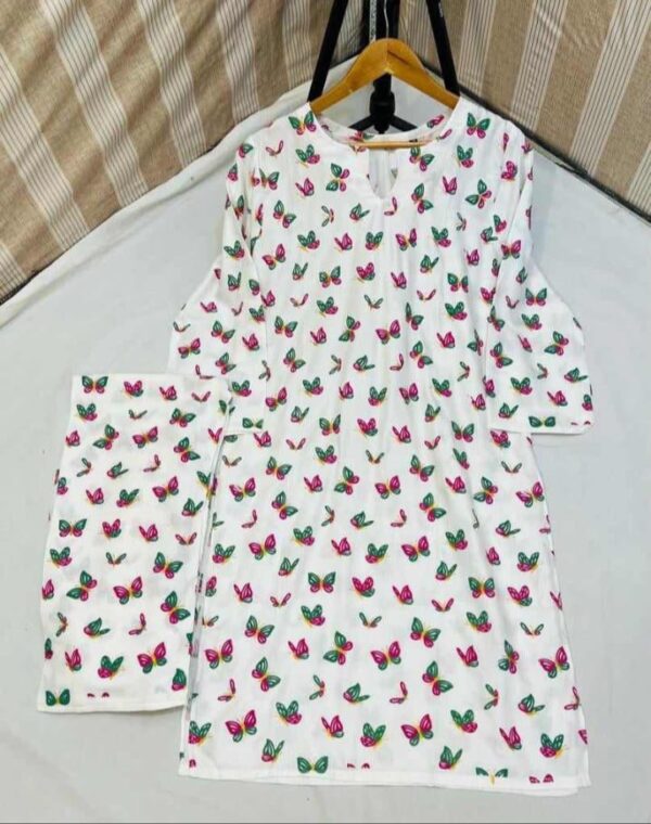 butterfly print 2pc linen dress - Image 16