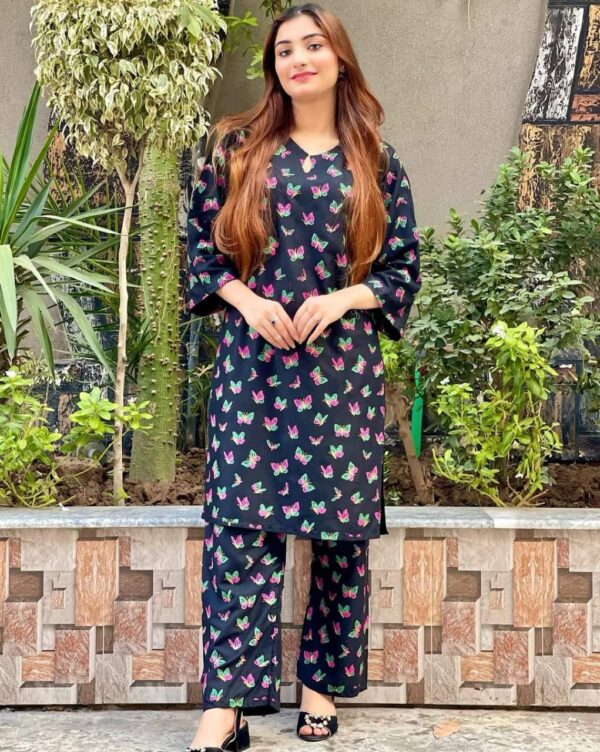 butterfly print 2pc linen dress - Image 15