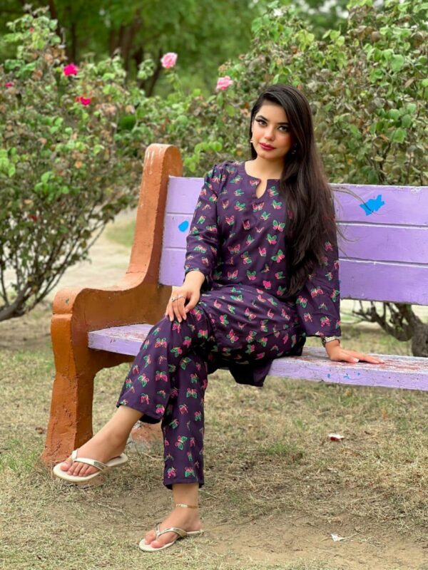 butterfly print 2pc linen dress - Image 18