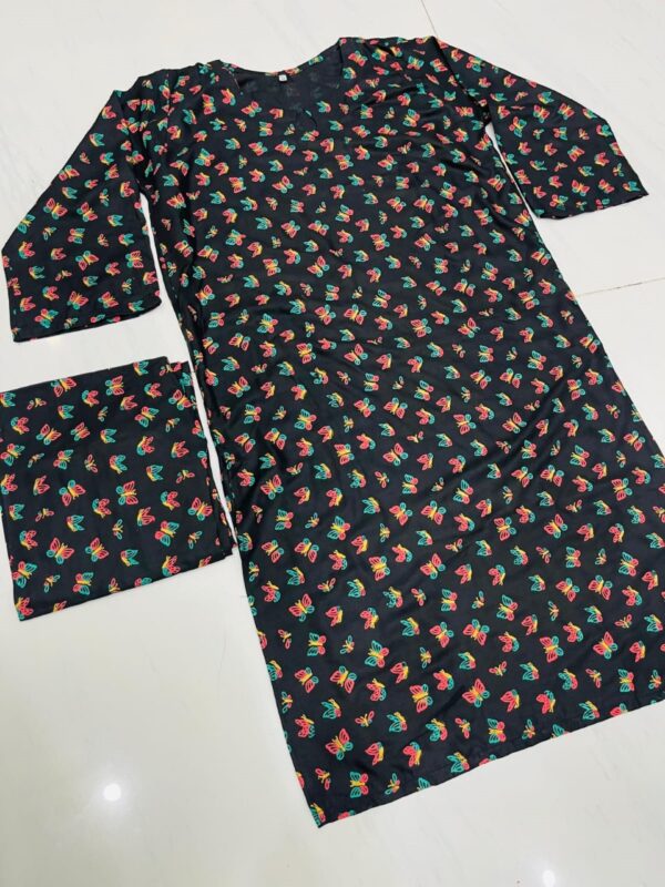 butterfly print 2pc linen dress - Image 19