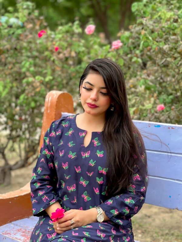 butterfly print 2pc linen dress - Image 22