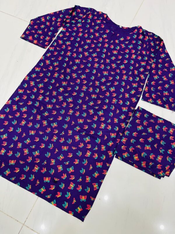 butterfly print 2pc linen dress - Image 27